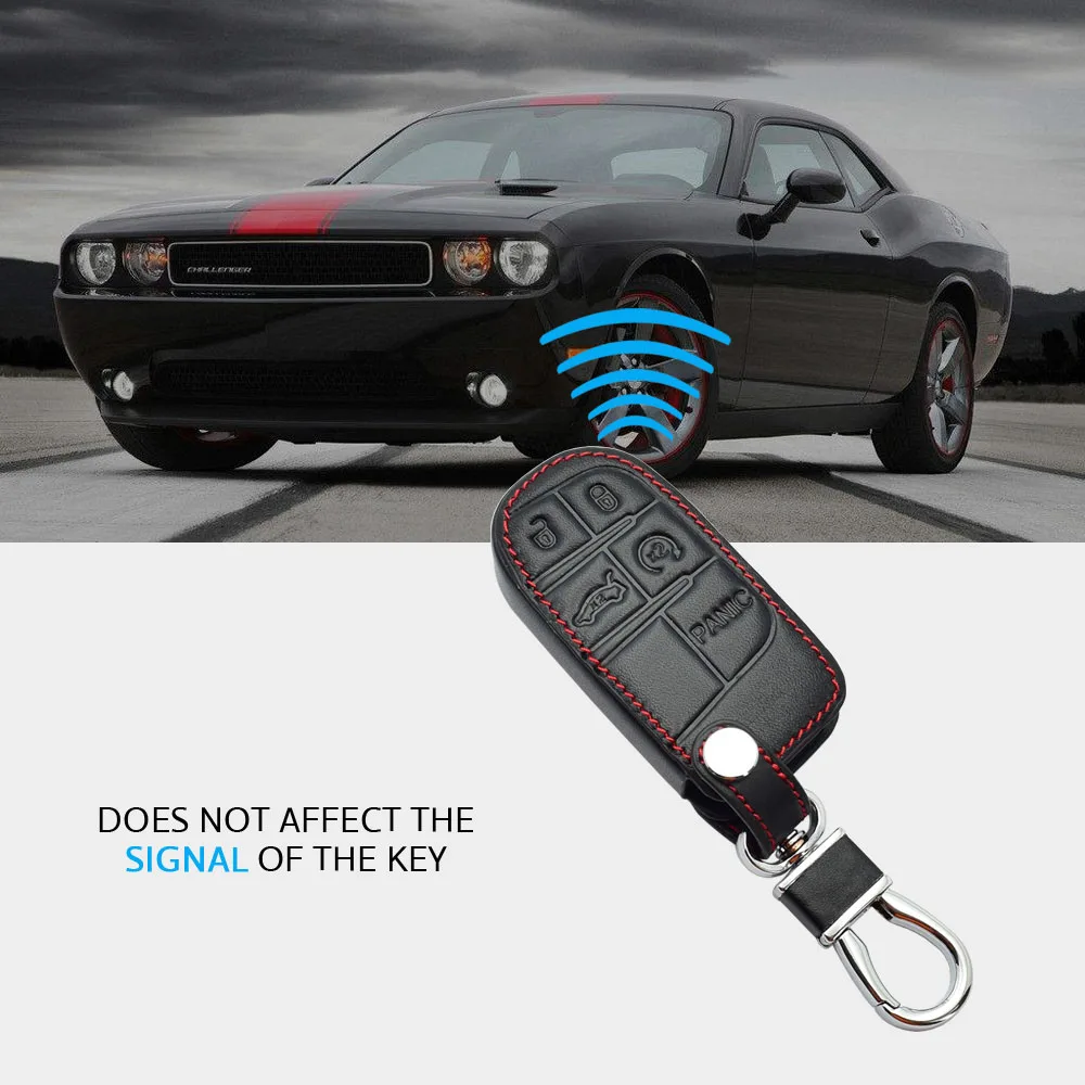 Leder Auto Schlüssel Fall Fernbedienung Schutz Abdeckung Schlüsselbund Für Fiat Toro Freemont Dodge Charger Challenger Jeep Grand Cherokee – Detail 3