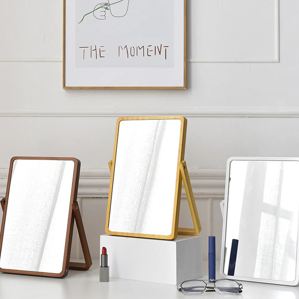 

Compact Wood Finish Makeup Mirror Premium Build Quality Edges Suitable for Bedroom Living Room Study Vanity Table