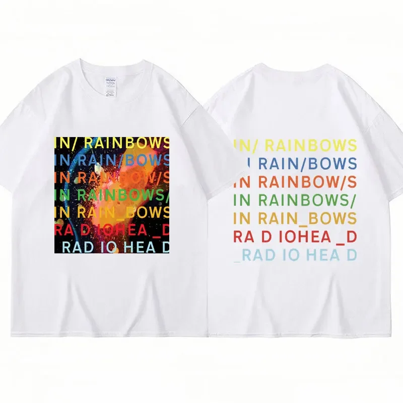 Rock Band Radiohead Graphic T Shirt Music Album in Rainbows Men\'s Short Sleeve Hip Hop Gothic Punk Oversized T-shirts Streetwear