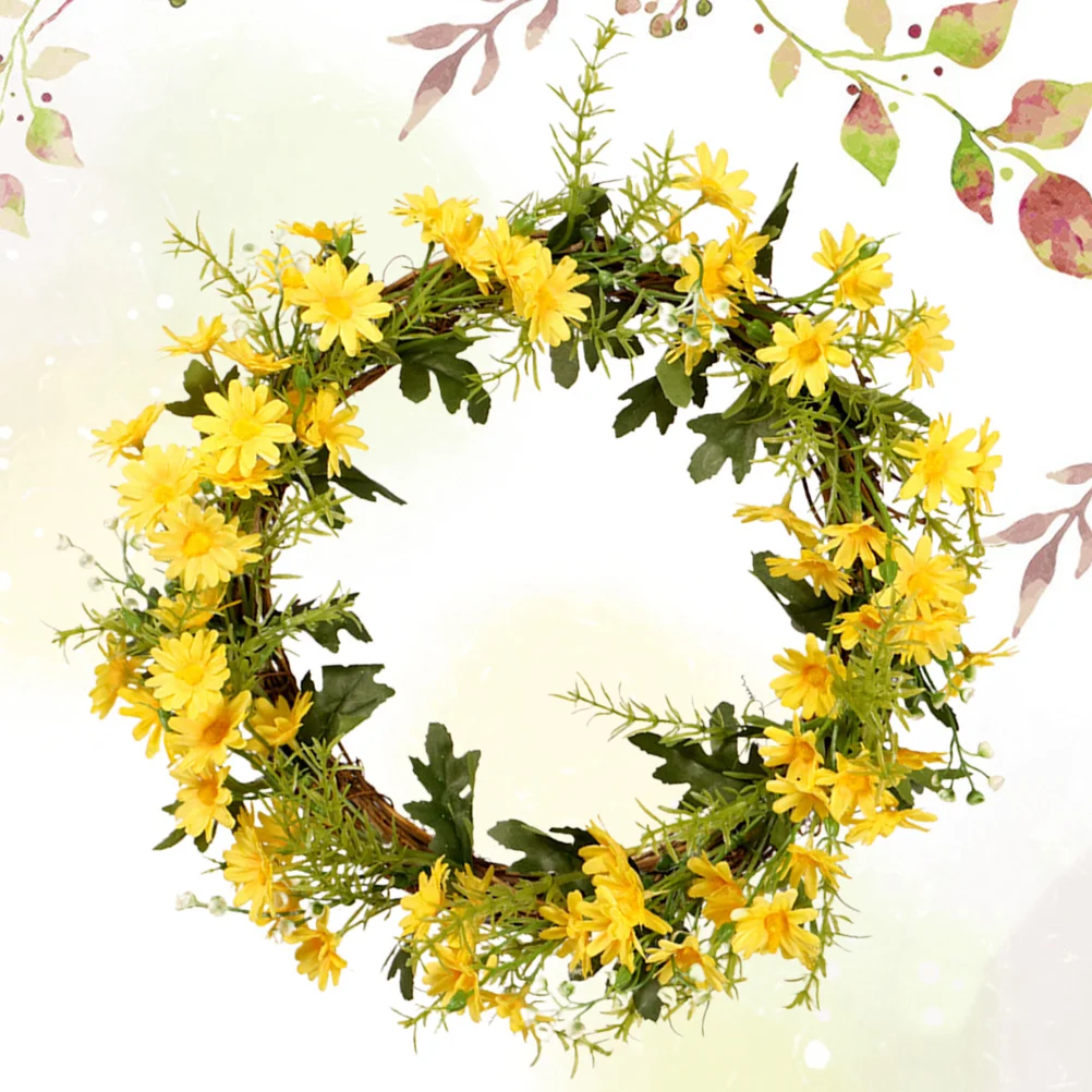 

35Cm Yellow Daisy Artificial Flower Garland Fade Resistant Hanging Decor For Home Wall Door Christmas Wedding Party