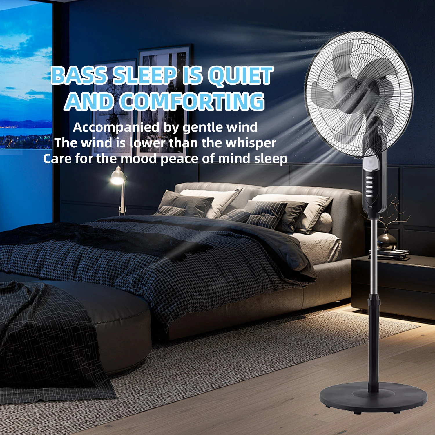 مروحة قائمة محمولة مع لوحة شمسية وبطارية ومروحة تعمل بالطاقة الشمسية، 3 سرعات مروحة هادئة قابلة لإعادة الشحن للتخييم في غرفة النوم المنزلية