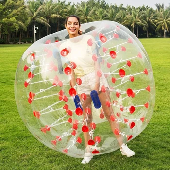 성인용 Tpu PVC 팽창식 범퍼 버블 볼, 빨간색 녹색 파란색 점, 축구 바디 Zorb 볼 슈트, 야외용 인기 판매
