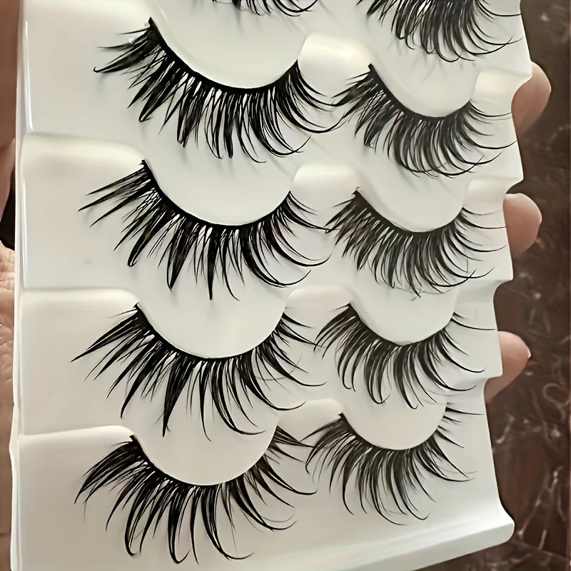 5 pairs of blooming false eyelashes, thick and naturally slender false eyelashes, reusable eyelash extensions, easy to wear and