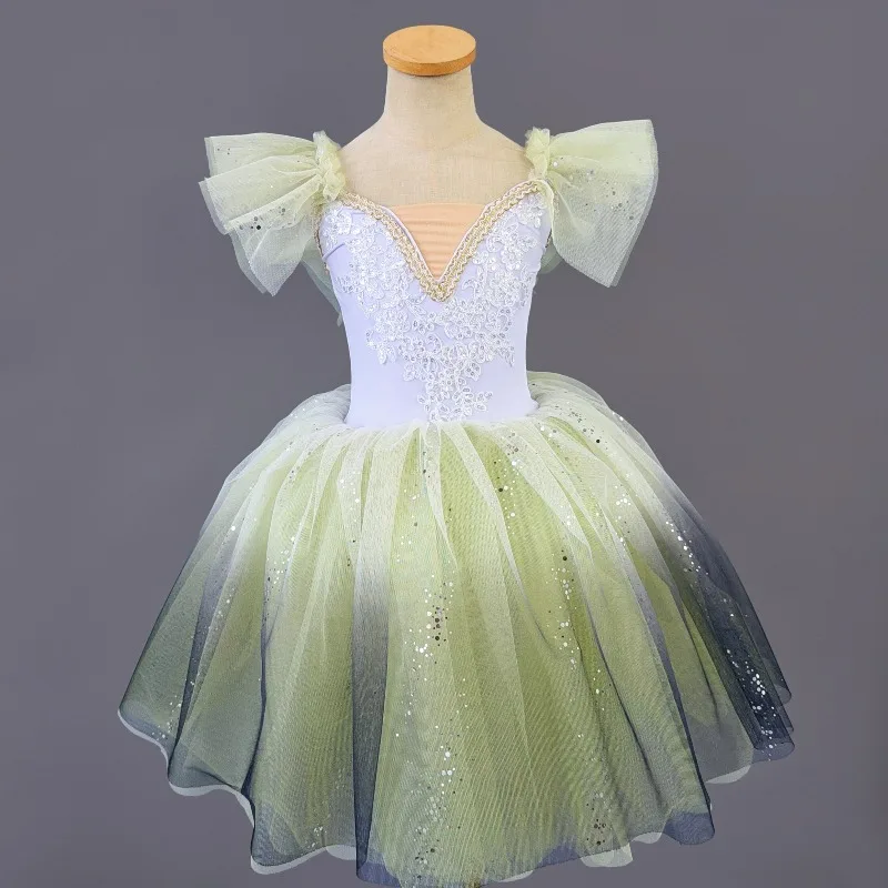 

Girls Ballet Tutu Dress Gymnastics Leotard Dress Kids Performance Long Ballet Dresses Girls Princess Ballerina Dance Costume