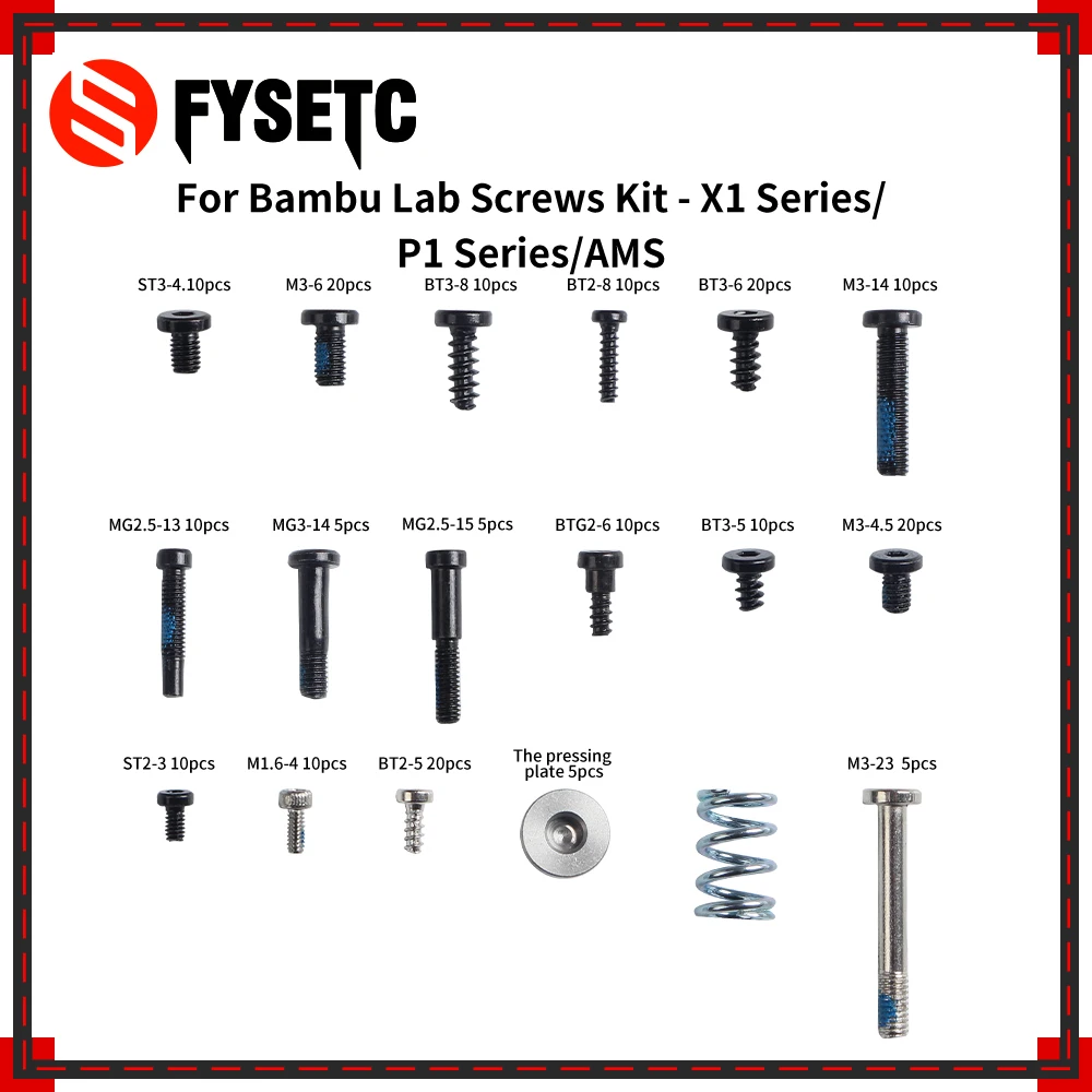 For Bambu Lab X1 P1 AMS Lite Screws Kit High Quality Top Mount Screws Kit  For Bambu X1/P1/AMS 3D Printer Parts