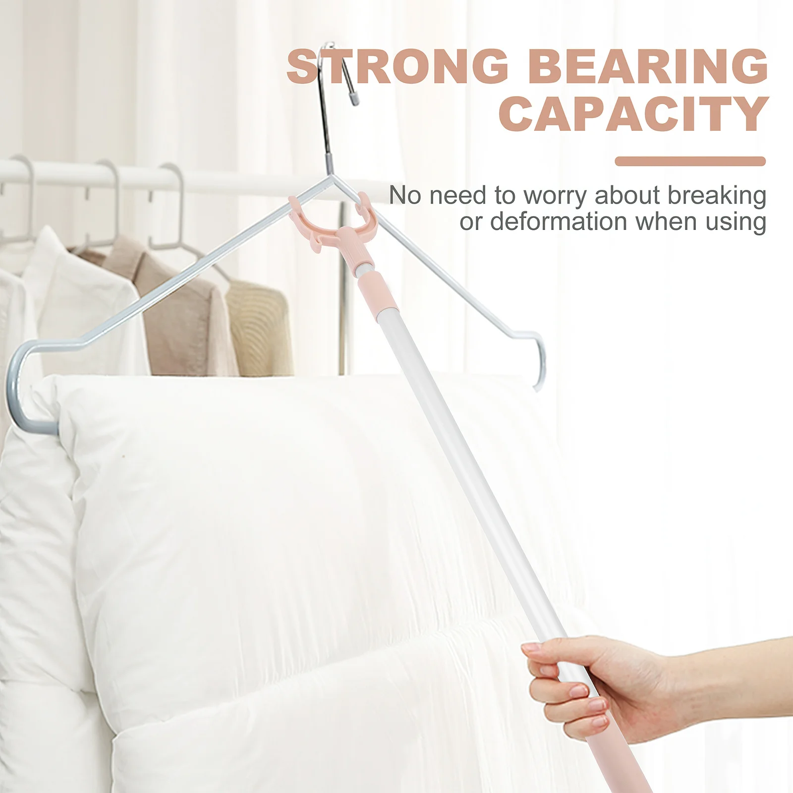 

Adjustable Retractable Clothes Pole Aluminum Alloy Extendable Clothes Rod Household Drying Rod Balcony Sturdy Balcony Pole