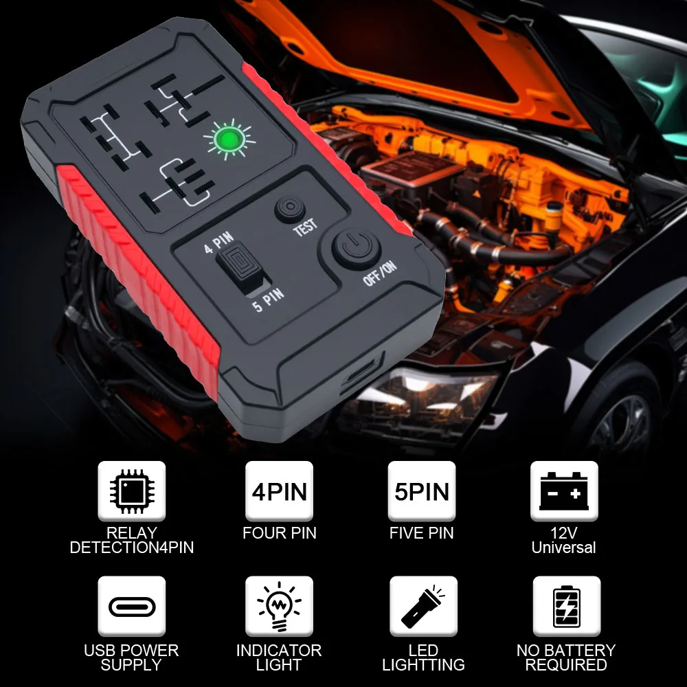 12V Car Relay Tester Automotive Electronics Test Tools Cordless Car Battery Checker Circuit Tester With Switch LED Indicator