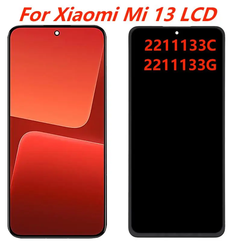 6.36'' Original For Xiaomi Mi 13 2211133C 2211133G LCD Display With Frame Touch Screen Digitizer Panel Assembly Replacement