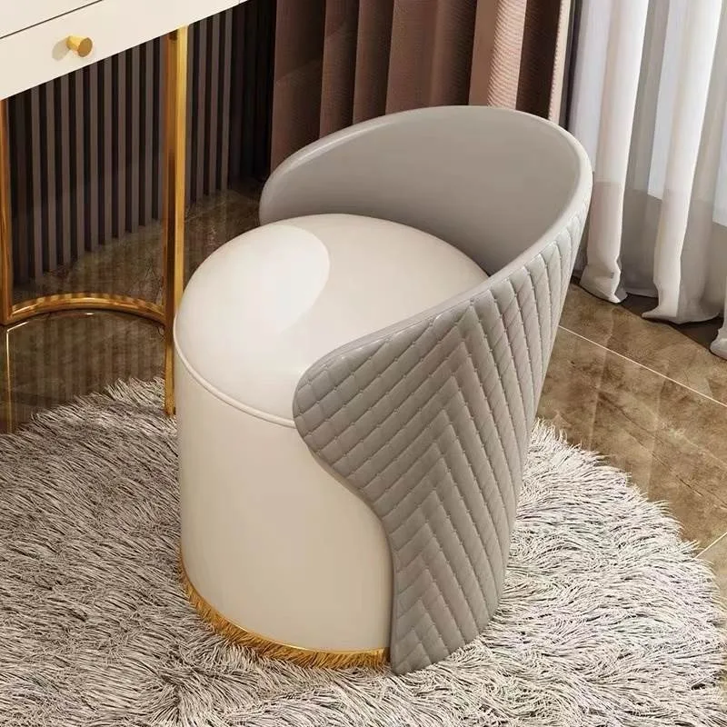 Bedroom light luxury dressing stool Internet celebrity makeup chair dressing table back chair solid wood rotatable makeup stool
