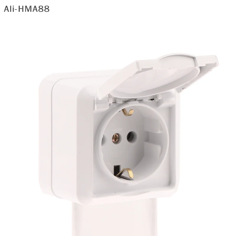 

EU Outlet Surface-mounted Single-unit Wall Panel Household European Standard Two-hole Socket With Cover Waterproof Splash-proof