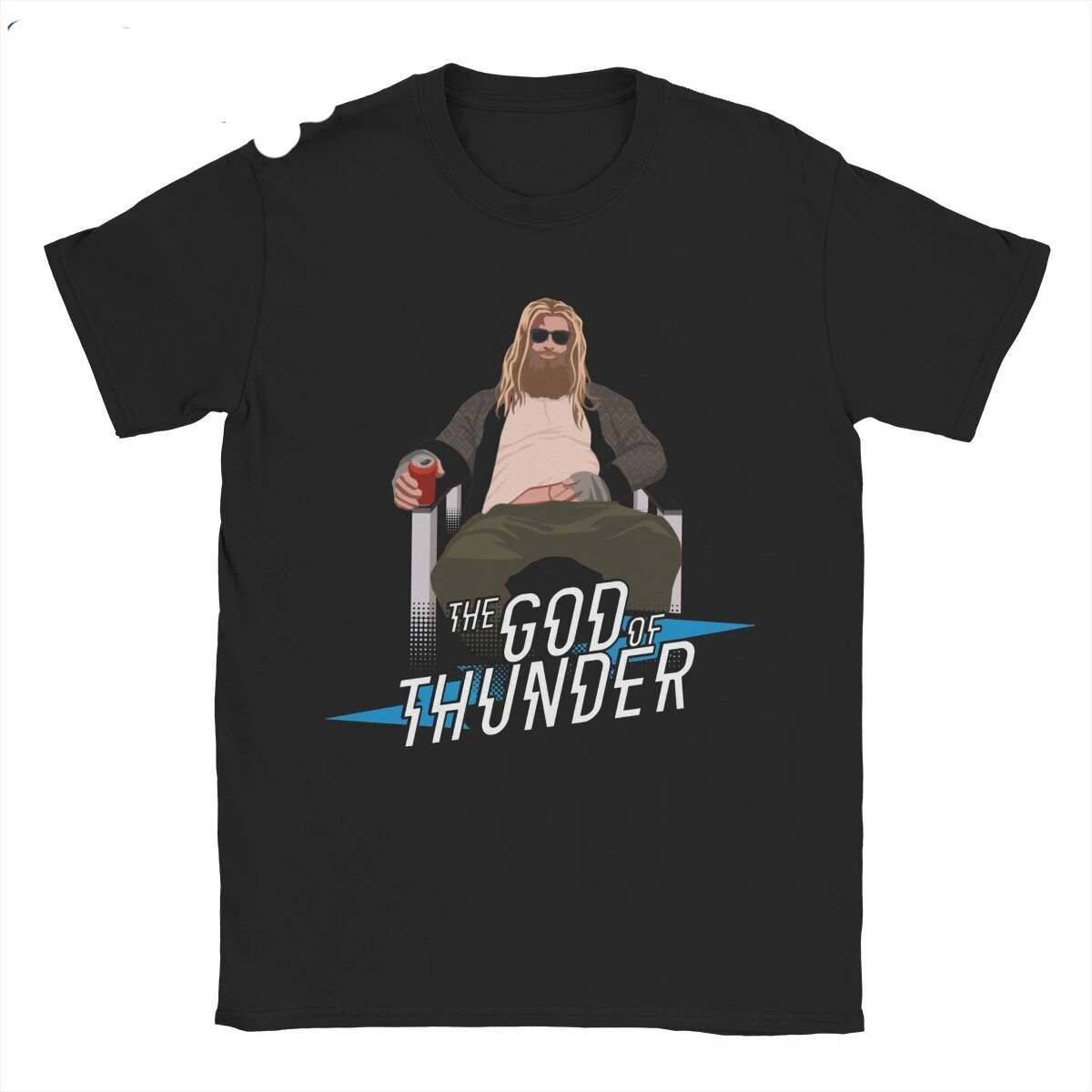  The God of Thunder Fat Thor  Men's T Shirts  Funny Tees Short Sleeve Crew Neck T-Shirt Cotton Plus Size Tops