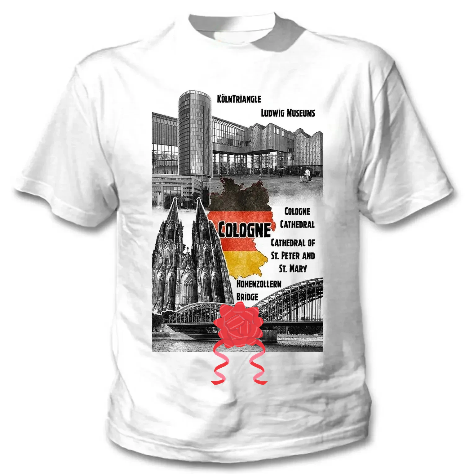 Germany Cologne Tourism Landscape Historical Buildings T-Shirt 100% Cotton O-Neck Short Sleeve Casual Mens T-shirt Size S-3XL