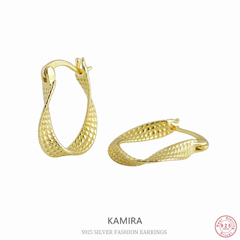 KAMIRA 925 Sterling Silver Fashion Twist Earrings Earrings European and American Twist Shape Women's Temperament Party Jewelry