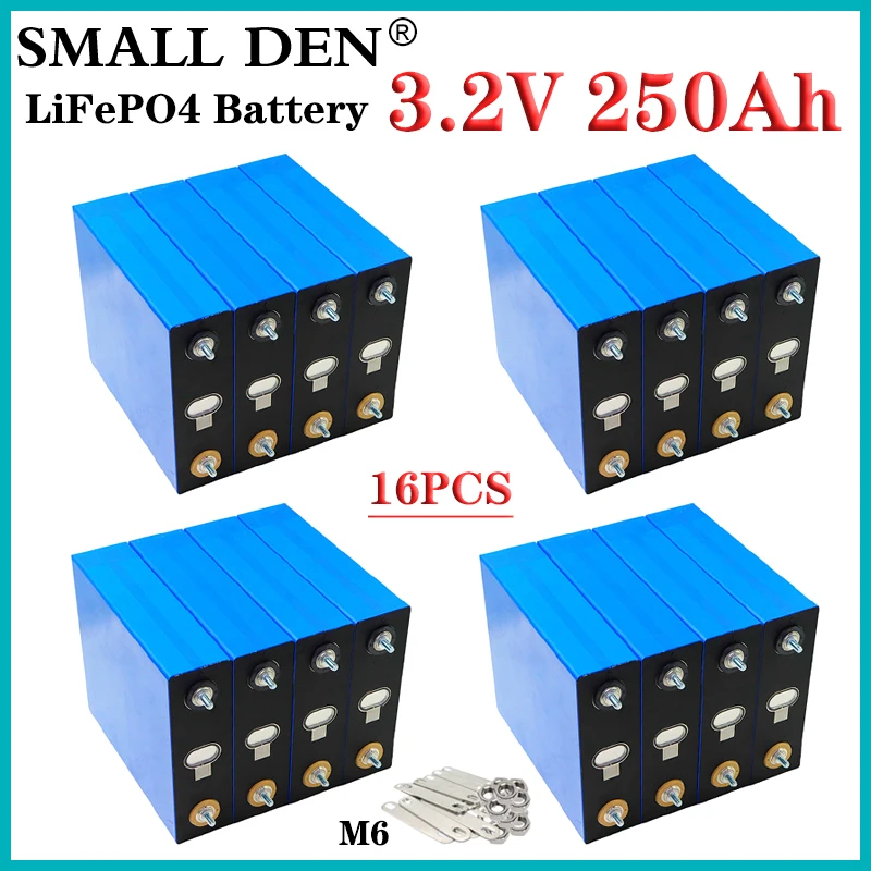 

16PCS NEW Grade A 3.2V 250Ah Lifepo4 Battery 6C Lithium iron phosphate DIY 12v24v E-boat Car motor RV Inverter Solar Wind energy