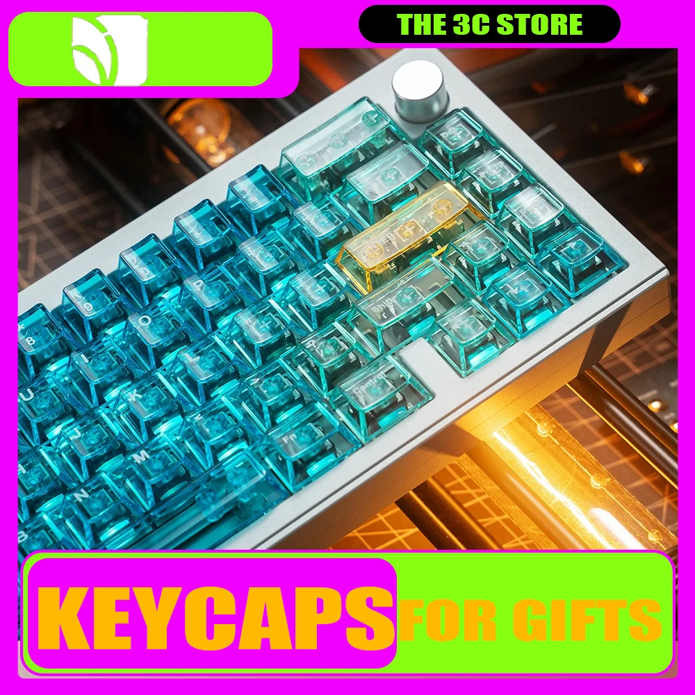 Mintcaps Keycap High-end Transparent 156Keys Pc Cherry Height Keycaps Mechanical Keyboard Accessories Blue Gradient Customized