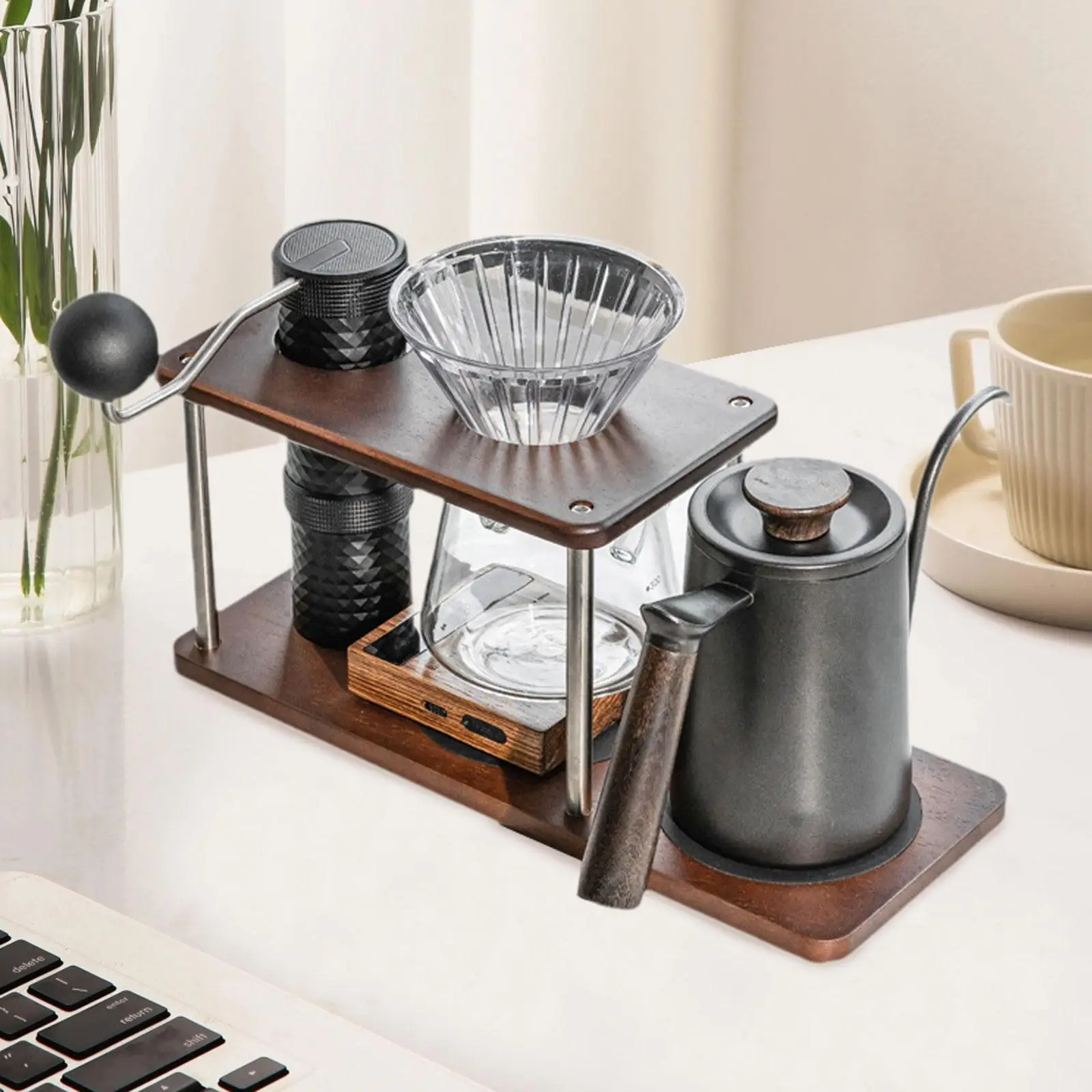 

Pour over Coffee Station Multipurpose Decoration Reusable Versatile Organizer Wood Drip Coffee Stand Dripper Holder Filter Stand