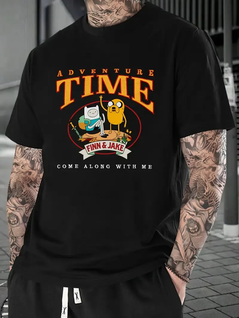 

Adventure Time Finn & Jake Pure Cotton T - Shirt Classic Characters with “Come Along with Me” Quote Print New Arrival Tee S-4XL