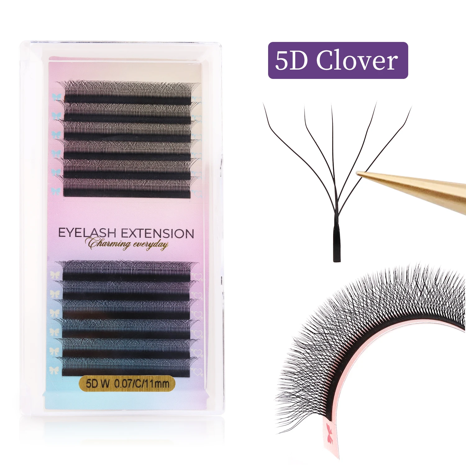 AGUUD Braune 4D W Wimpern YY 3D 4D 5DW geformte Spike Clover Wimpernverlängerung 3D Fairy Blooming Natural Woven YY Einzelwimpern – Detail 26