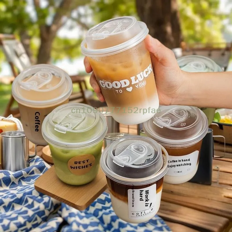 {NN72} 10 Pcs Transparent Coffee Cups With Lids U-shaped Disposable Cups For Hot Drink Milk Tea Takeaway Beverage Cups