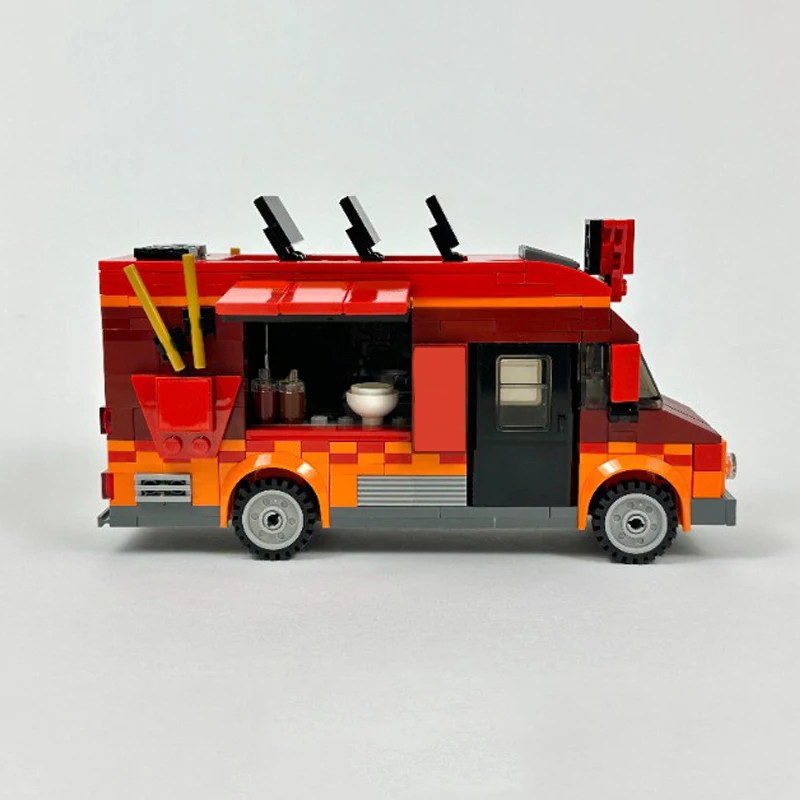 428pcs  MOC Asian Noodles Food Truck Car Model Creative Puzzle Building Blocks Toy  Holiday Gifts