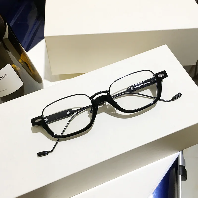 Sonnenbrille mit kleinem Rahmen, quadratischem halbem Metallrahmen, Unisex, Straßenfotografie-Zubehör, UV-Schutzbrille für Damen – Detail 7