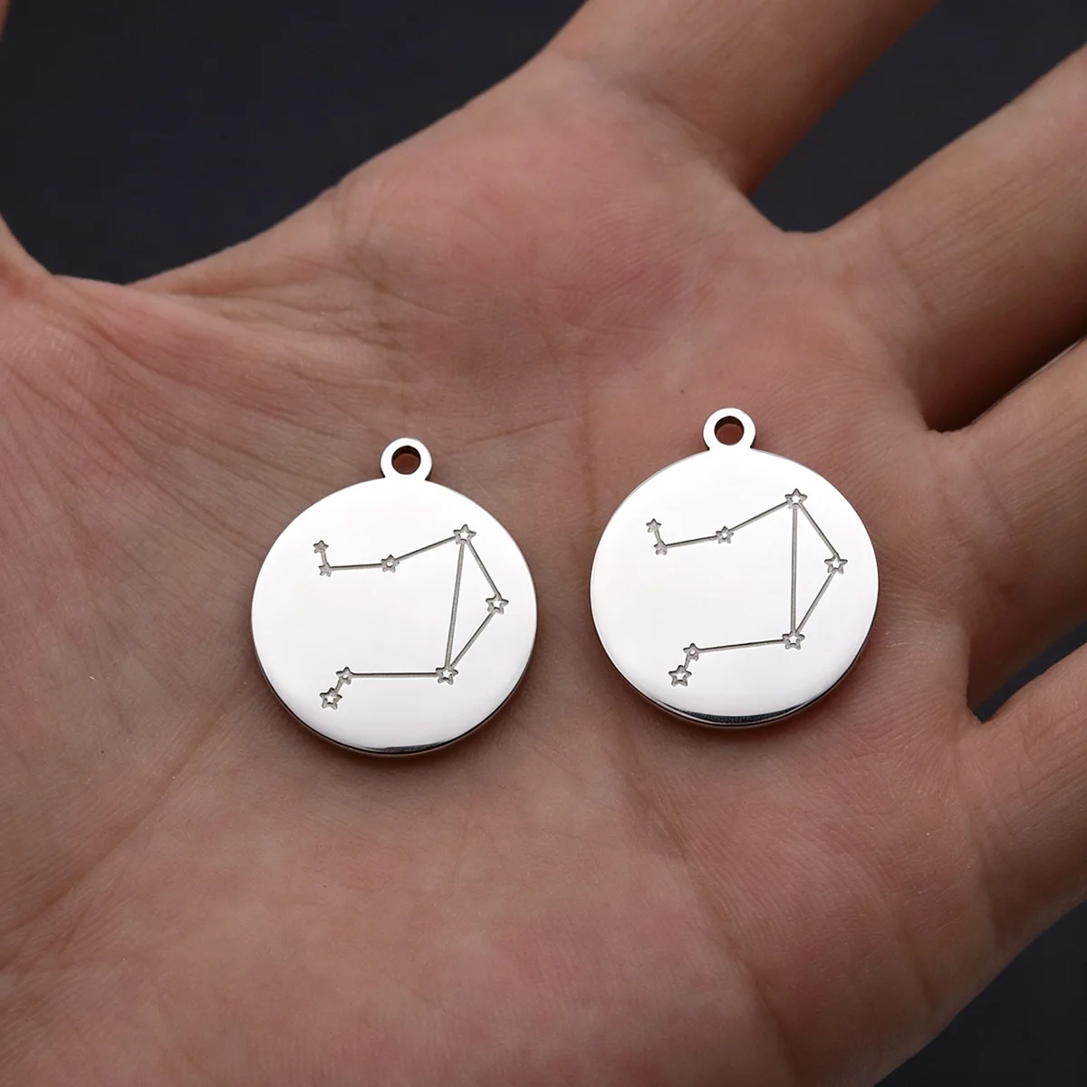 2PCS DIY Libra Constellation Charms For Jewelry Making Fit Zodiac Gifts Stainless Steel Pendant Necklace Keychain diy Accessorie