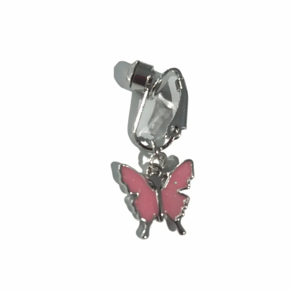 Piercing Falso de Vientre con Clip de Mariposa de Zirconia y Diamantes de Imitación, Sin Perforación, Anillo Geométrico de Cobre para Ombligo, Regalo para Chicas