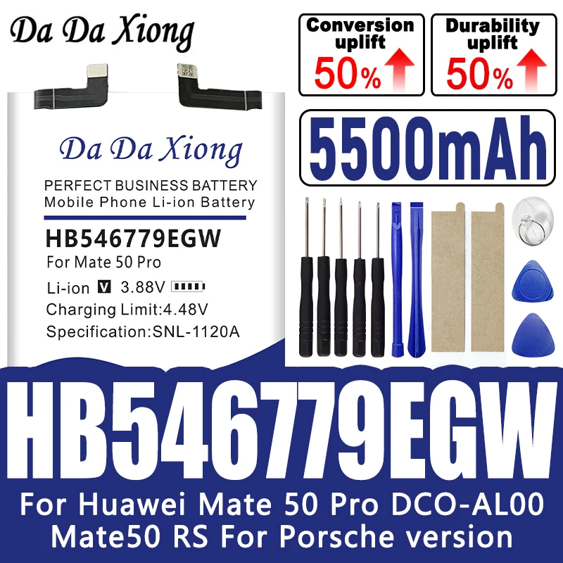 5500mAh HB546779EGW Battery For Huawei Mate 50 Pro DCO-AL00 Mate50 RS for Porsche version Phone Bateria