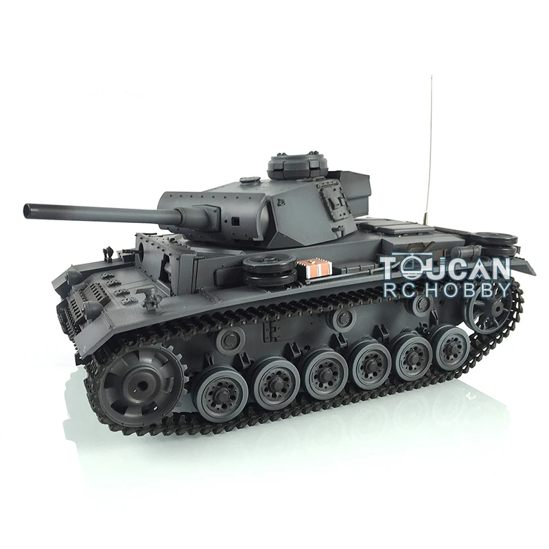 Char RC Henglong 2.4G FPV 1/16 7.0 Panzer III L 3848 360, tourelle rotative, boîte de vitesses en acier, bataille infrarouge