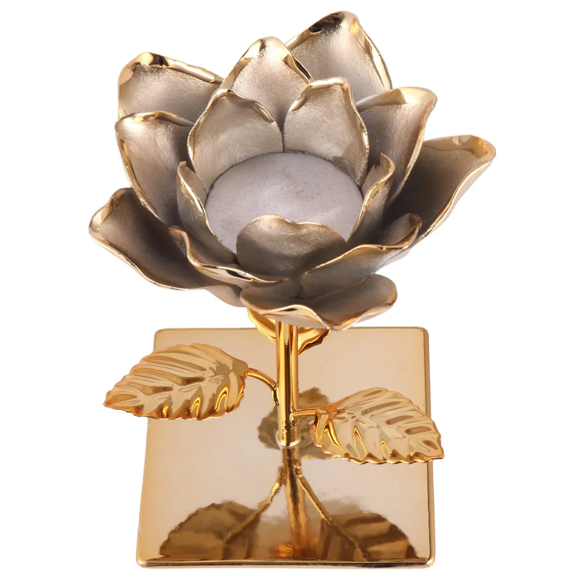 

1Pcs Floral Iron Candlestick Holder Tealight Stand Desktop Garden Balcony Decor Wedding Party Centerpiece High Quality Golden