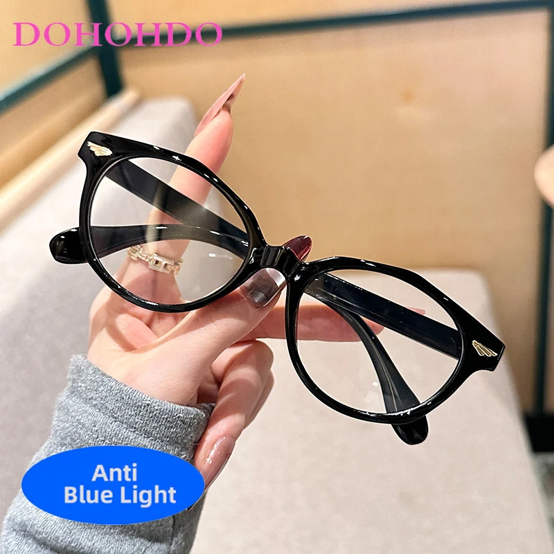 

Oval Rivets Decoration Blue Light Blocking Glasses Women Retro Luxury Brand Designers Computer Play Games Eye Protection Eyewear
