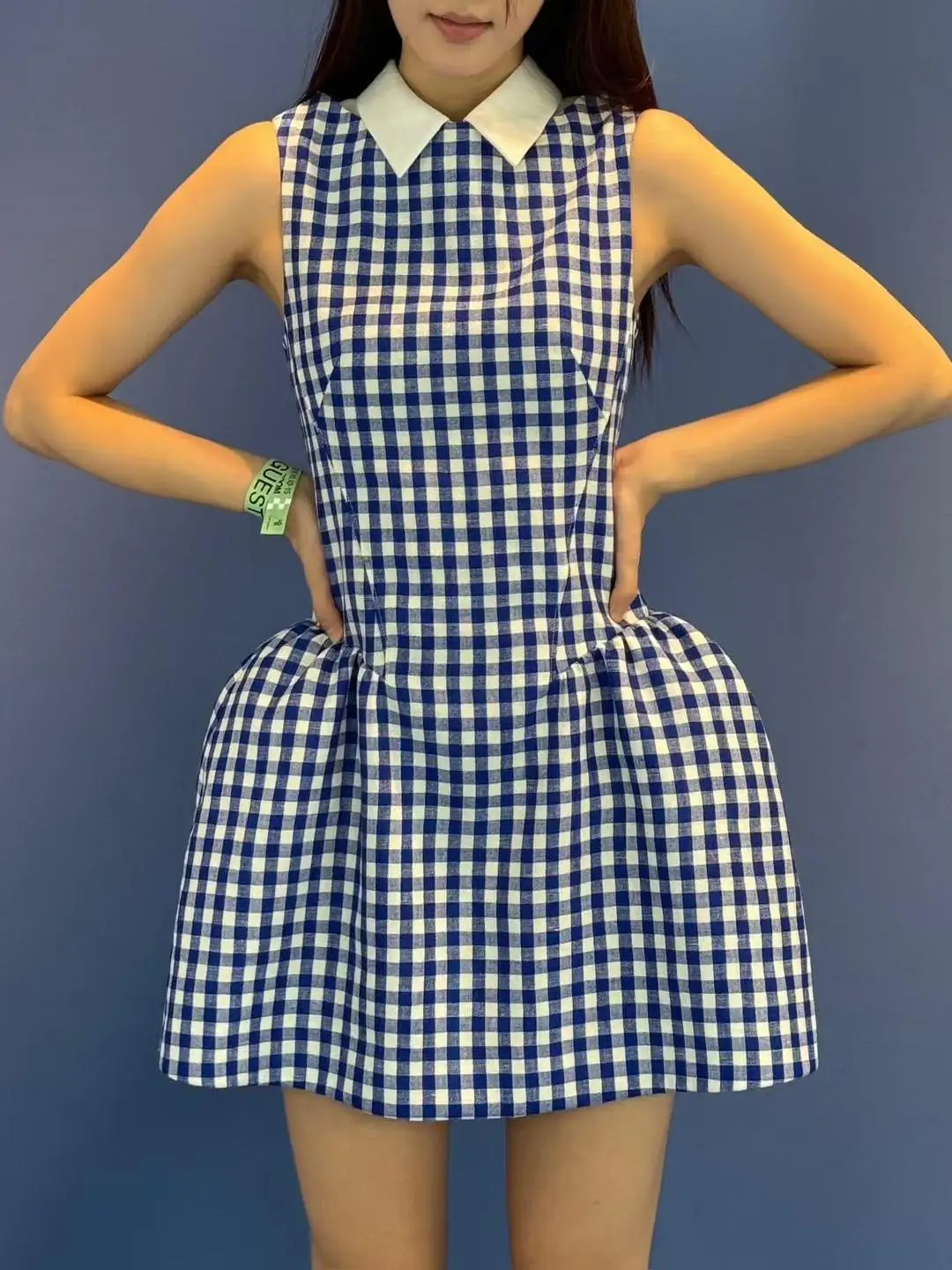 

Slim Fit Collar irt Dr Spring Summer Color Blo Svel Vest Dr Ele High Waist A-Line Skirt Wool Blend