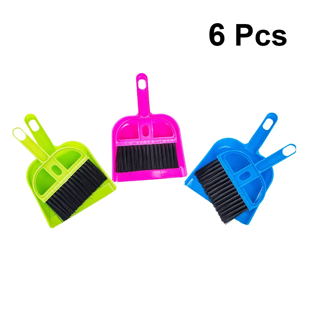 6Sets Keyboard Cleaning Brush Set Mini Broom Dustpan Plastic Cleaning Tools Desktop Bookshelf Cabinet Cleaner Dust Remover