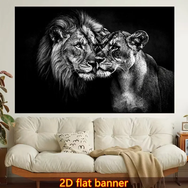 1pc Stylish 2D Flat Printed Wall Tapestry, Lions, Love, Bond, Colorful Aesthetics, Bedroom Aesthetics, Suitable for Living Room, Bedroom, Office