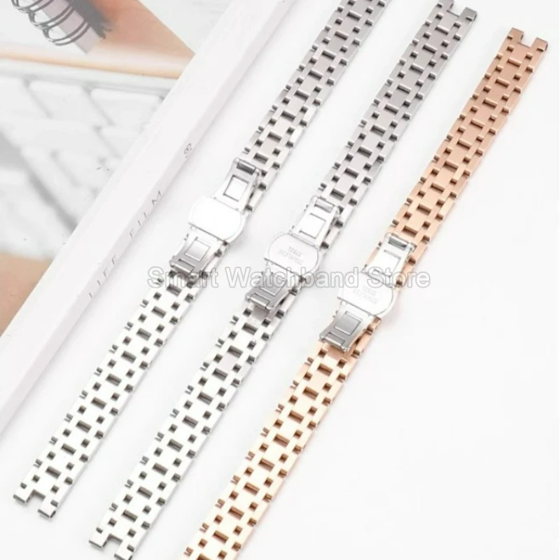 واجهة مقعرة لسوار ساعة Tissot Bellissima SmallLady من الفولاذ المقاوم للصدأ متين وسهل التنظيف وبارد ومريح على المعصم