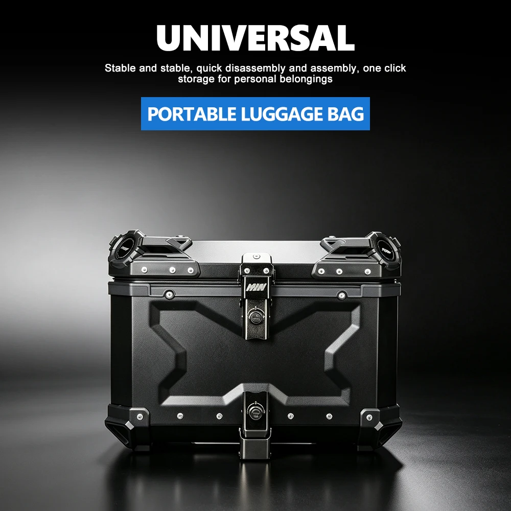 Motorcycle Aluminum‑Texture Top Case X‑Shaped Reinforced Drop‑Resistant Hard Luggage Box For Adventure Motorbike Mod Parts