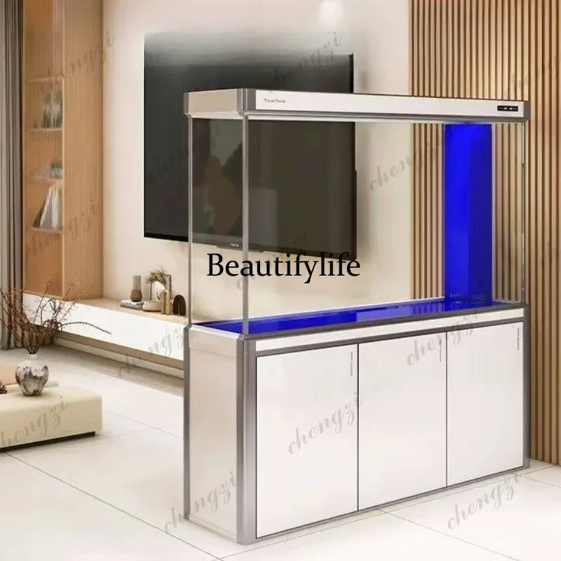 RR    Self-Cleaning Small Aquarium: Bottom Filter Fish Tank with Super Clear Glass, Eco Desktop Water Box for Home Office