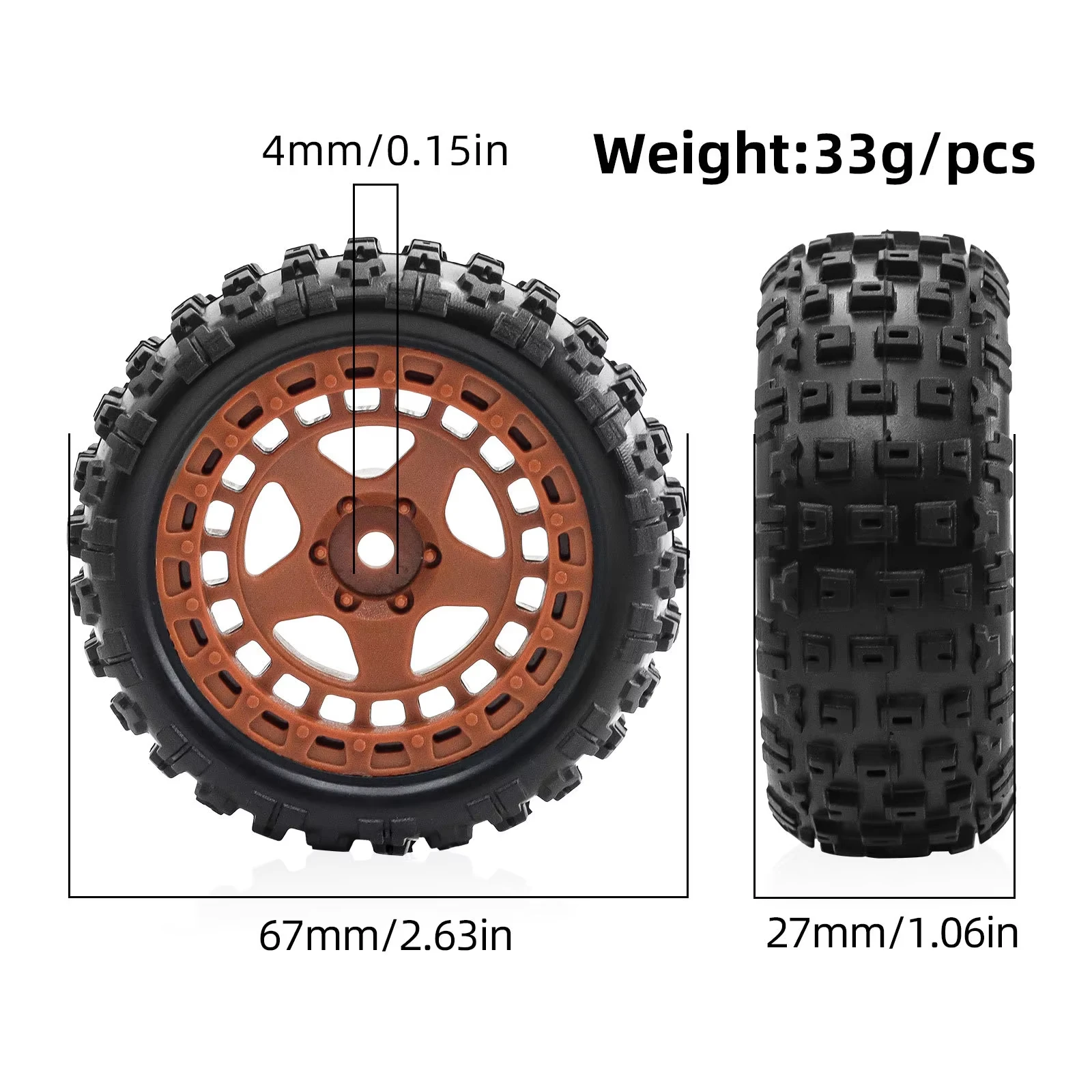 4PCS High Grip Rubber Tires and Wheels Upgrade Parts for ARRMA 1/18 2S TYPHON GROM ARA2106 RC Car Accessories