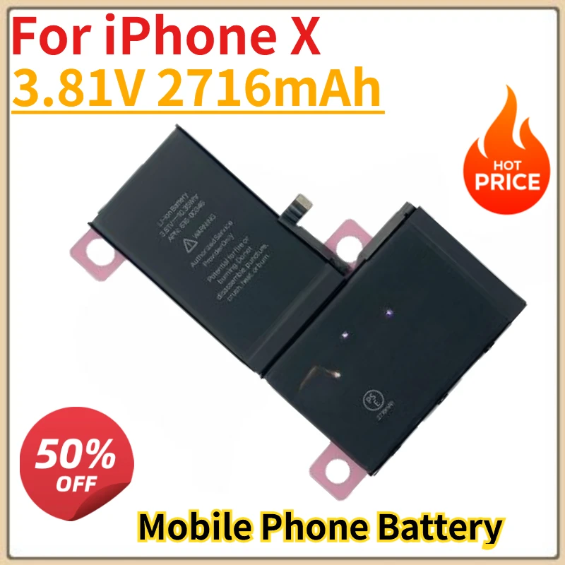 

High Quality New 3.81V 2716mAh Mobile Phone Battery For iPhone X iPhoneX Replacement Battery