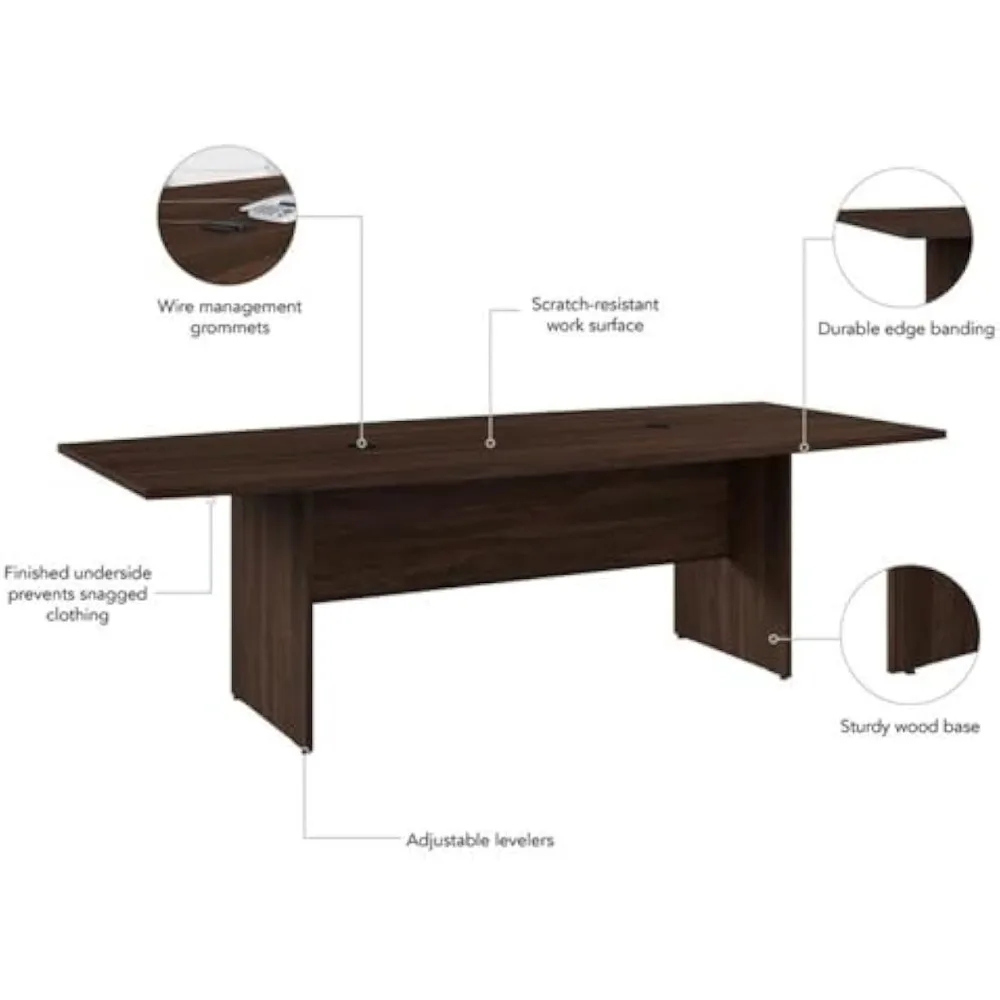 95" Boat Shaped Engineered Wood Conference Table in Black Walnut