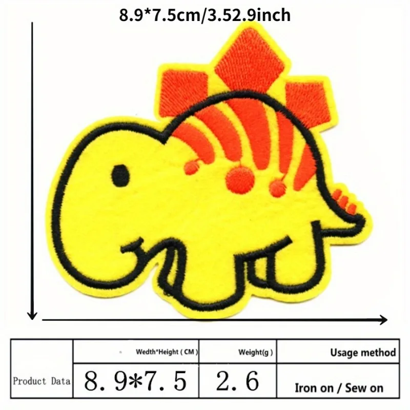 14Pcs/set Cartoon Dinosaur Clothes Patch Animal Embroidery Patch Children's Clothing Sew Iron Patch Badge Fabric Applique