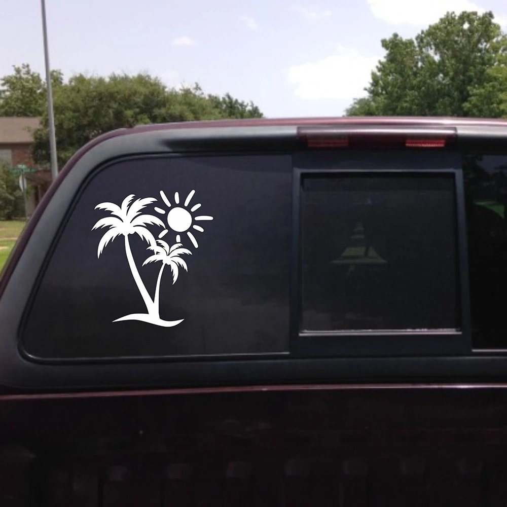 Palm Trees With Sun Beach Vinyl Sticker Adventure Nature Decor Decals Tunning Accessories