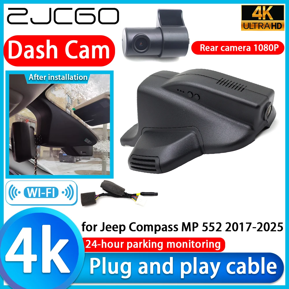 

ZJCGO for Jeep Compass MP 552 2017-2025 4K DVR Dash Cam Car Camera 2160P Sony Lens 24h Parking Monitor Video Recorder Recording