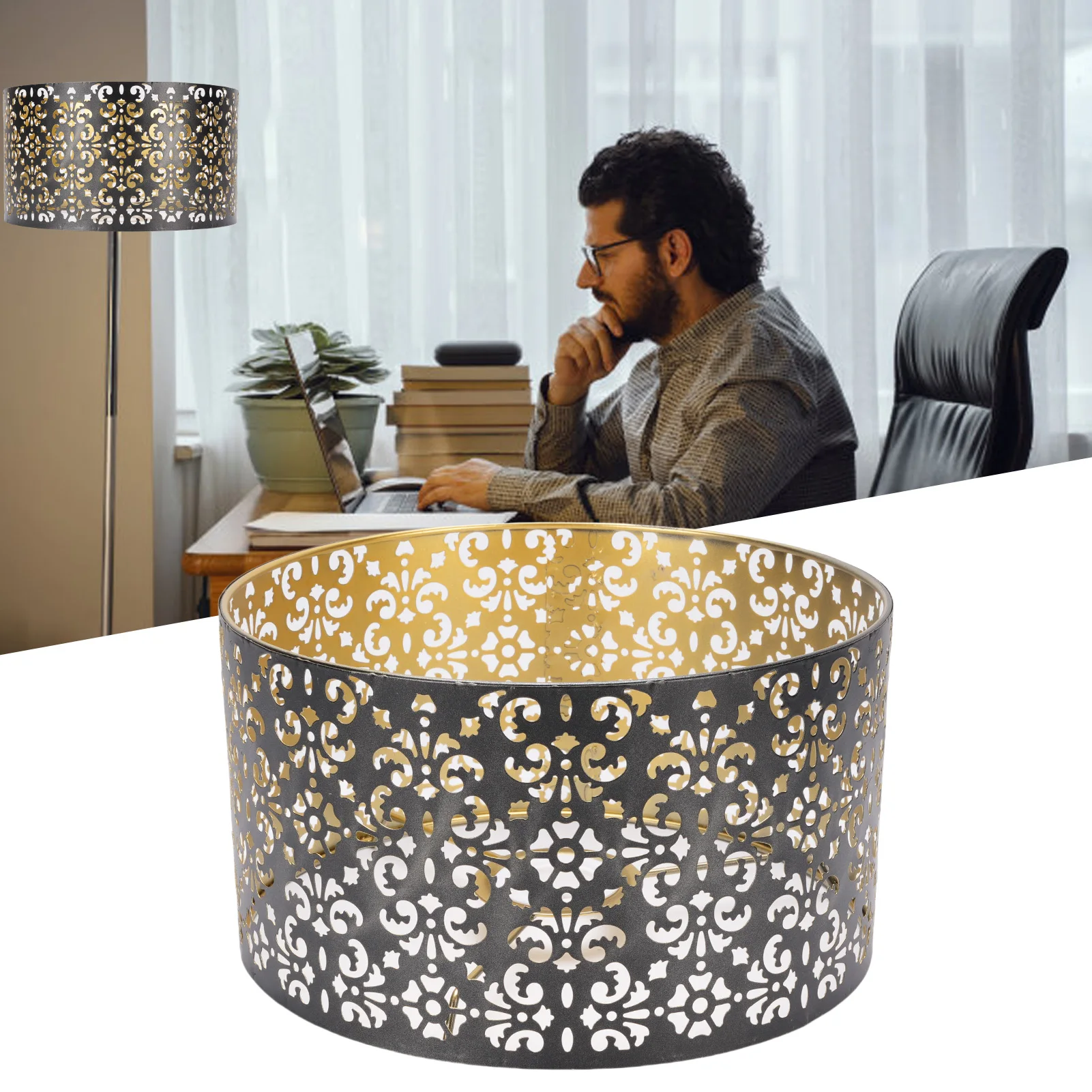 

Hollow Out Metal Light Shade Metal Hollow Lamp Shade Aesthetic Iron Hollow Out Flower Pattern Lampshade for E27 E14 Socket Light