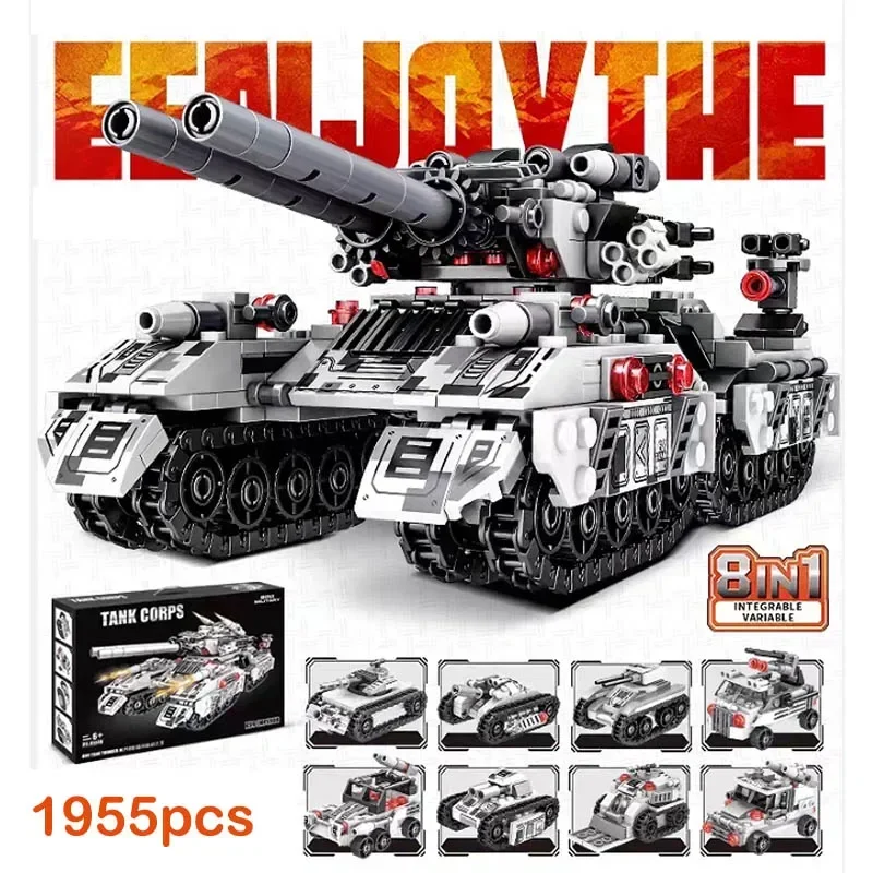 WW2 Military Vehicle Tank 8in1 Airplane Truck Model DIY Bricks Kids Building Blocks Construction Toys Gifts for Boys Adult 2024