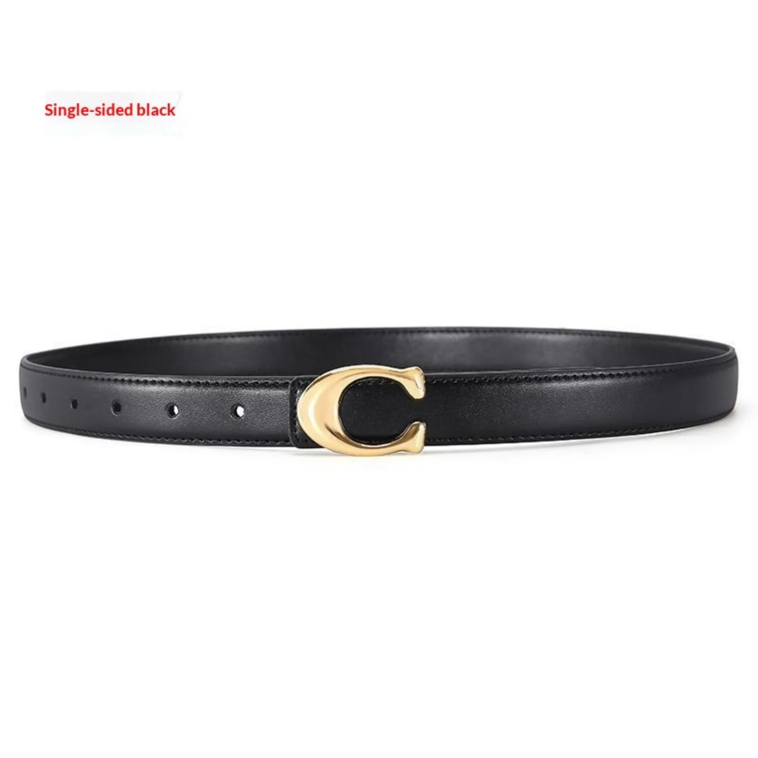 New light luxury black metal buckle belt for women, simple and versatile, cowhide waist seal, slimming and fashionable dressing
