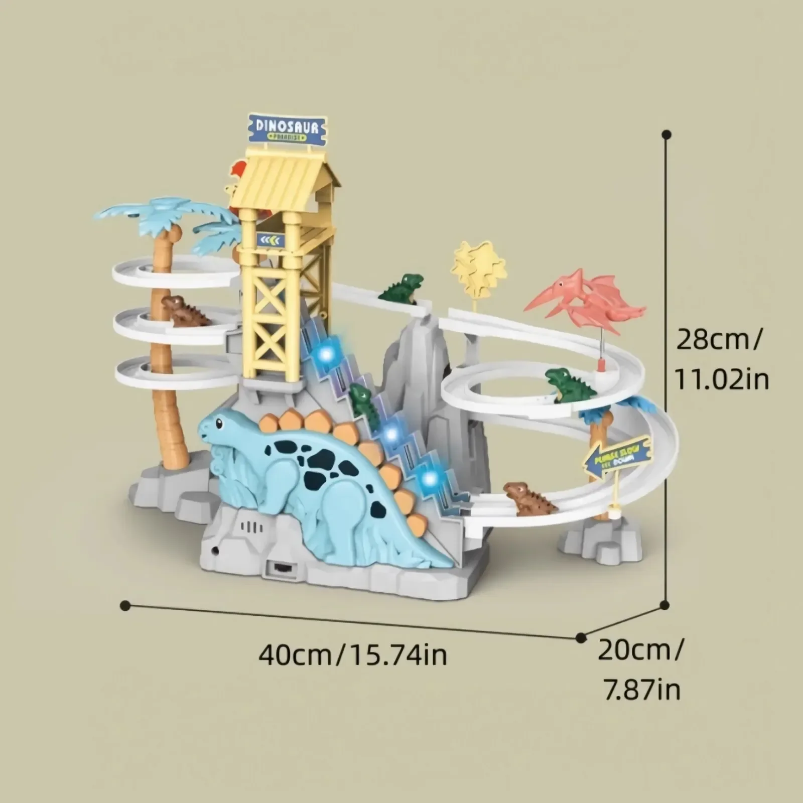 Electric Double Track Dinosaur Slide Dynamic Climbing Stairs Adventure Children Acousto Optic Educational Toy Kids Birthday Gift