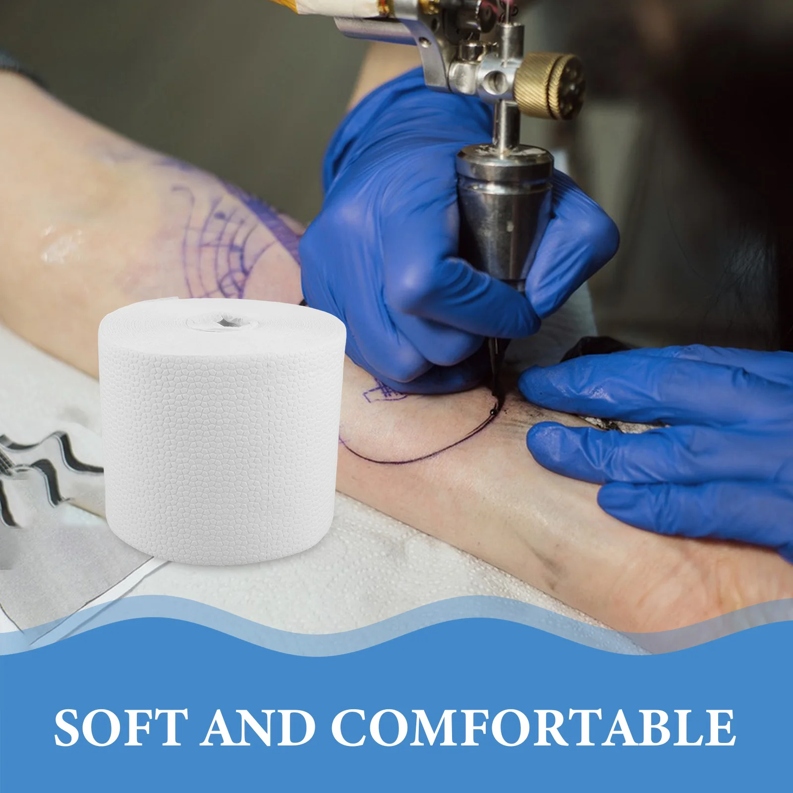 1 ロール使い捨てソフトタトゥークリーニングタオルメイク落とし用フェイシャルクロス美容用速乾性スキンクレンジングワイプ