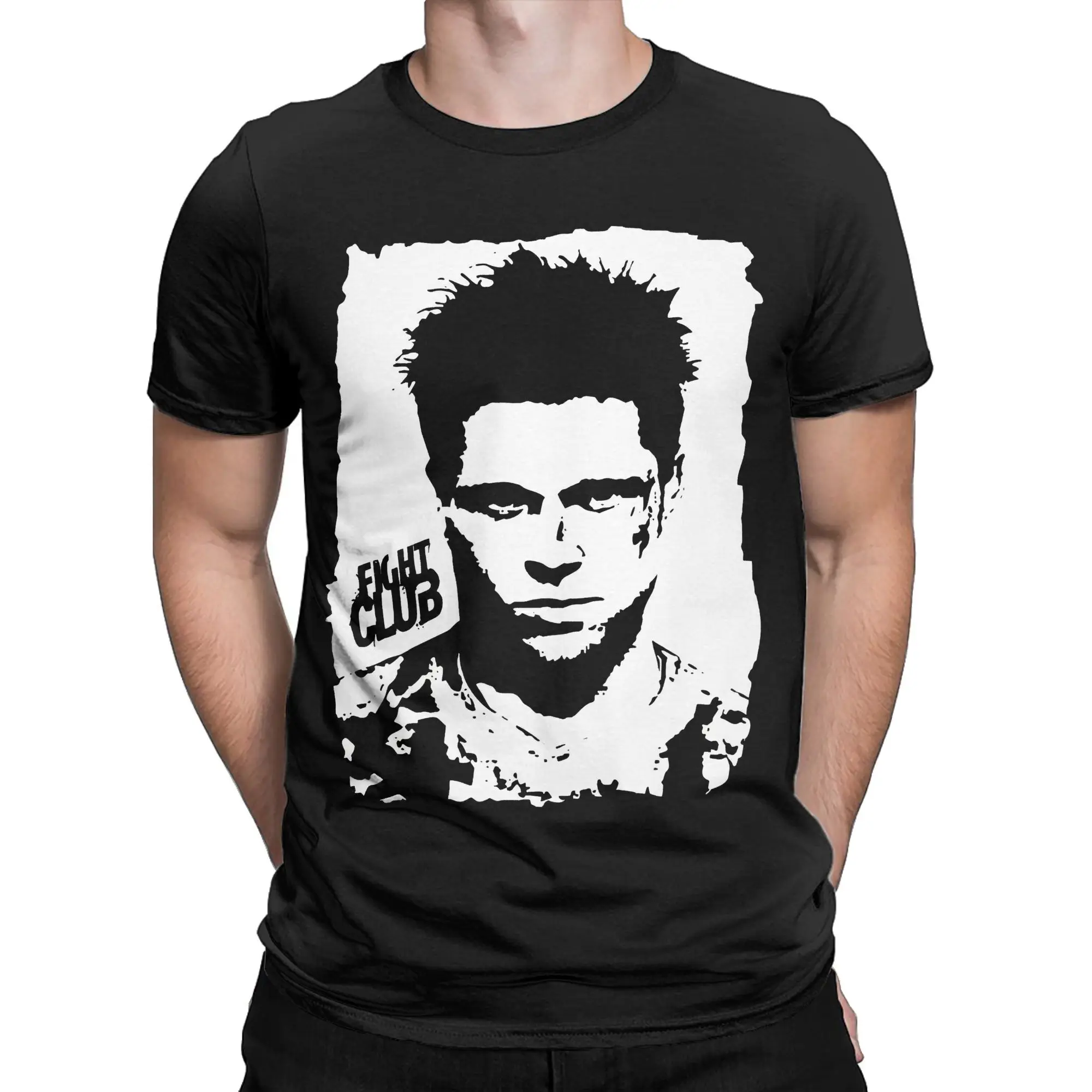 Ullzang Fight Club  T Shirt Men Crewneck Short Sleeve Top Tee  Cotton Summer Clothes