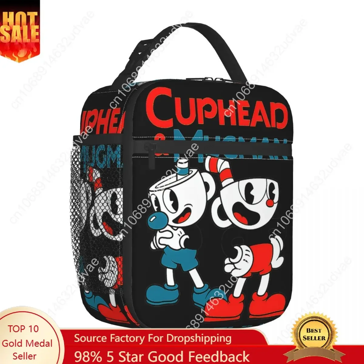 Custom Insulated Lunch Bags Cuphead & Mugman Retro Games Merch Food Box New Arrival Cooler Thermal Bento Box For Work